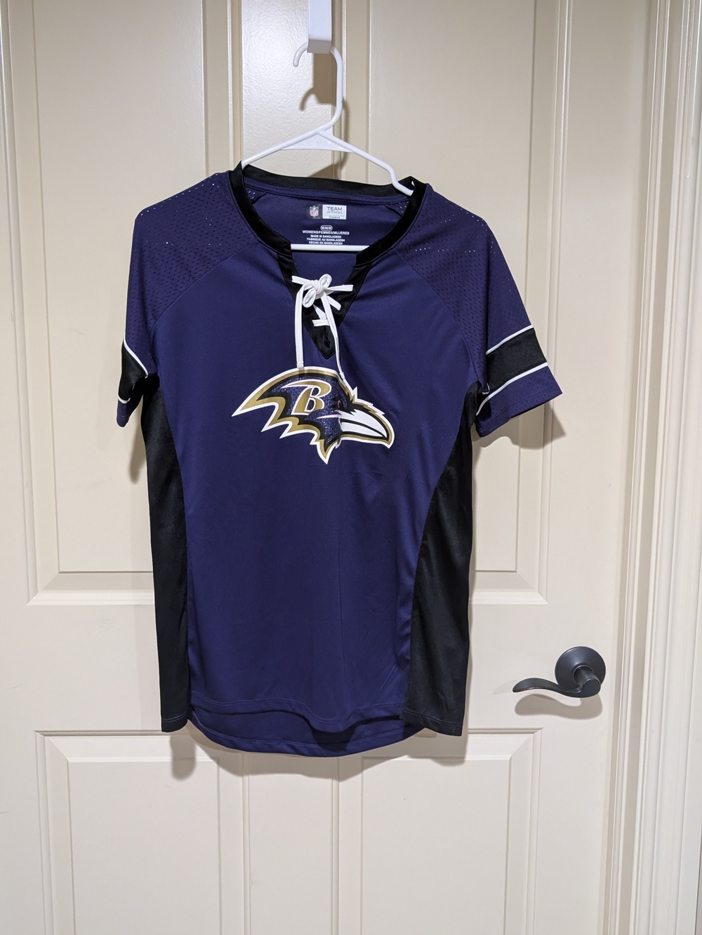 Baltimore Ravens Women's Lace-Up Jersey Shirt - Purple & Black